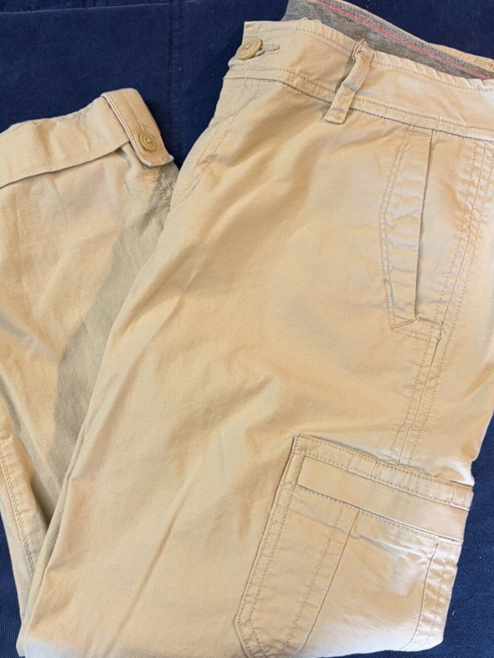 Eddie Bauer Slightly Curvy Crop Cargo Capri Pants Khaki Size 6 Utility Pockets
